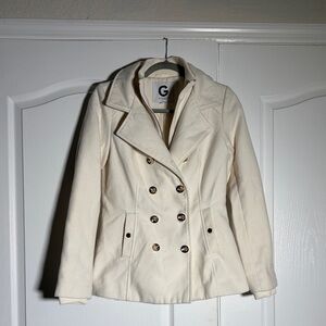 G by Guess Women's Elegant White Pea Coat